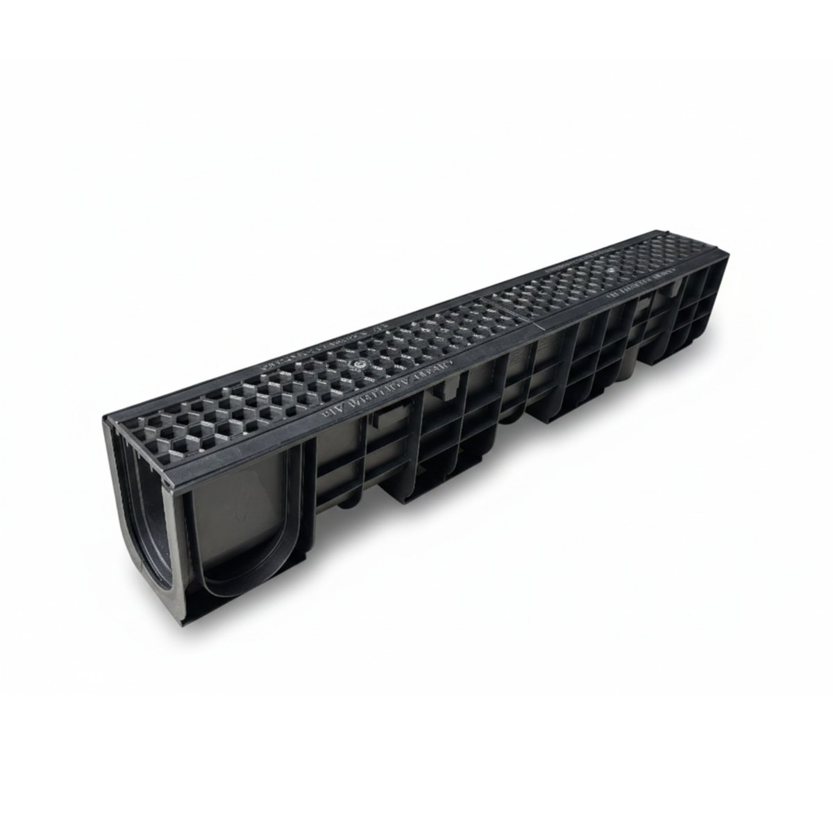 Ջրահեռացման առվակ Gidrolica Standart DN100 H185 պլաստիկ, ցանց պլաստիկ անցքերով / Лоток пластиковый Gidrolica DN100 H185 с пластиковой решёткой соты и крепежом класс А15